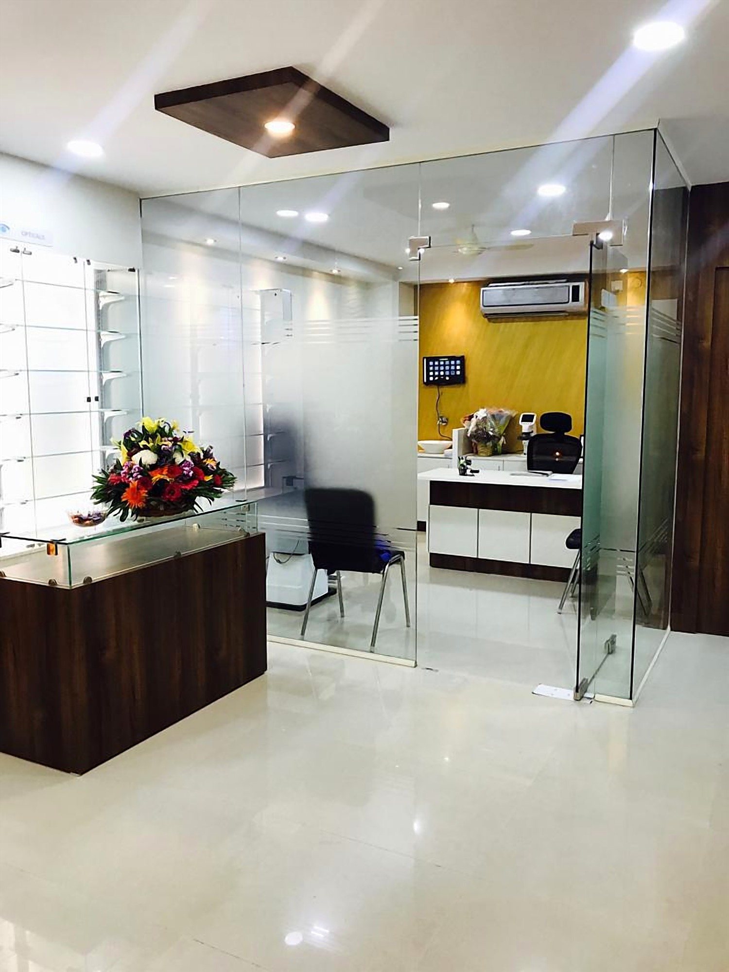 The front desk looking through to the optical display